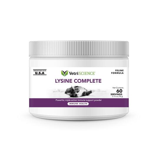 VetriScience Lysine Complete Triple Action Cat Lysine Powder with Scoop - 60 Servings - Immune Support Cat Supplements and Vitamins with L-Lysine and DMG for Immunity and Respiratory Health