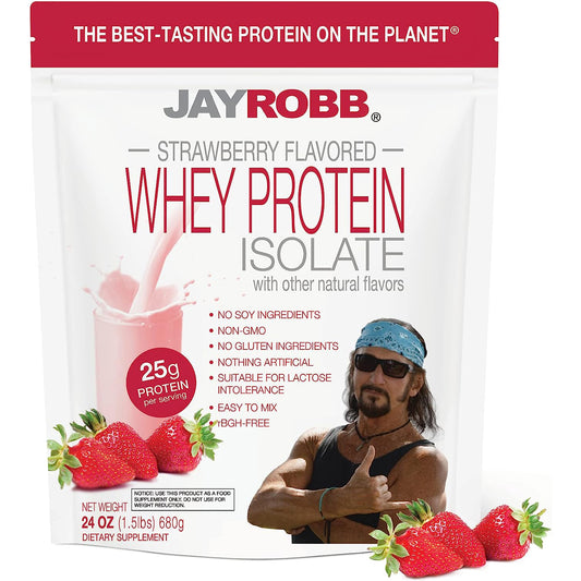 Jay Robb Whey Protein Isolate - Strawberry 24oz.