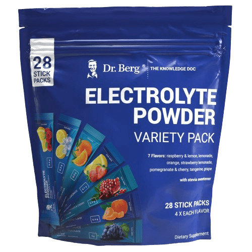 Dr. Berg's Electrolytes Powder Packets - Travel Size Hydration Electrolyte Drink Mix - Boost Energy & Keto-Friendly - No Sugar & No Maltodextrin - 7 Flavors 28 Stick Pack