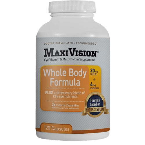 MaxiVision® AREDS 2 Whole Body Formula - AREDS 2 Eye Vitamins w/Lutein and Zeaxanthin - for Macular Support - Eye Supplements for Eye Strain - 120 Capsules Count, 1 Bottle