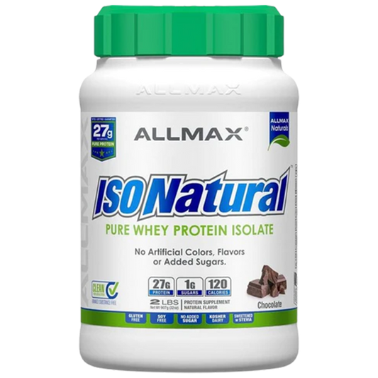 ALLMAX ISONATURAL Whey Protein Isolate, Chocolate - 2 lb - 27 Grams of Protein Per Scoop - Zero Fat & Sugar - 99% Lactose Free