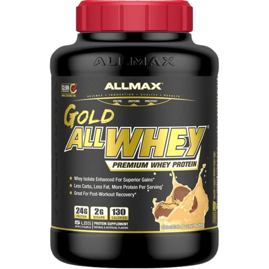 ALLMAX Gold ALLWHEY, Peanut Butter - 5 lb - 24 Grams of Protein Per Scoop - Gluten Free, Low Carb & Low Sugar - Approx. 71 Servings