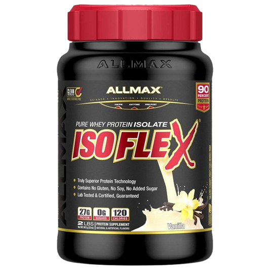 ALLMAX ISOFLEX Whey Protein Isolate, Vanilla - 2 lb - 27 Grams of Protein Per Scoop - Zero Fat & Sugar - 99% Lactose Free - Gluten Free & Soy Free