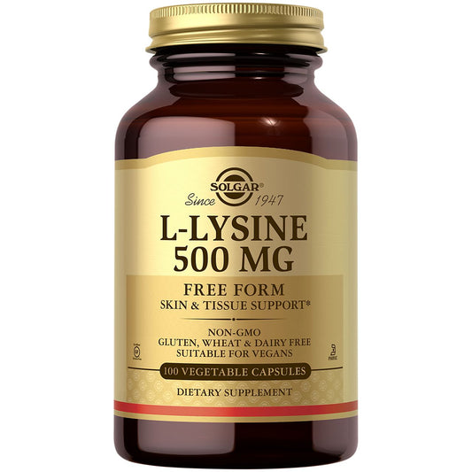 L-Lysine - Free Form - 500 MG (100 Vegetarian Capsules)