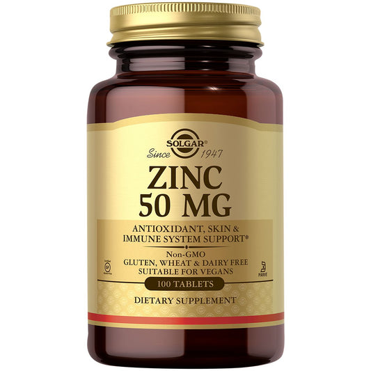 Zinc - Antioxidant, Skin & Immune System Support - 50 MG (100 Tablets)