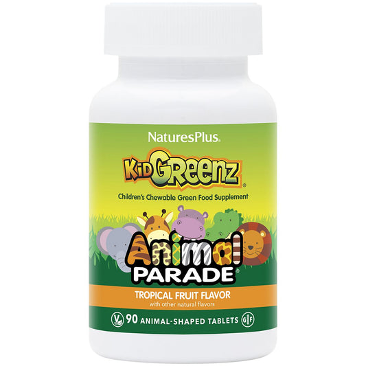 Animal Parade Greens Superfood for Kid's with Broccoli & Spinach - Tropical Fruit (90 Chewable Tablets)