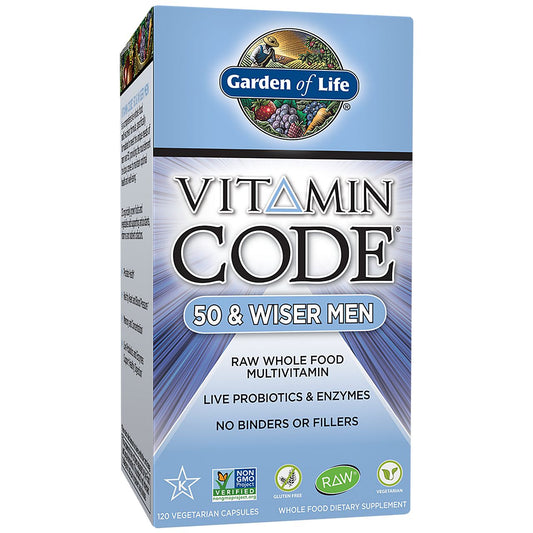 Vitamin Code 50 & Wiser Men – Raw Whole Food Multivitamin (120 Vegetarian Capsules)