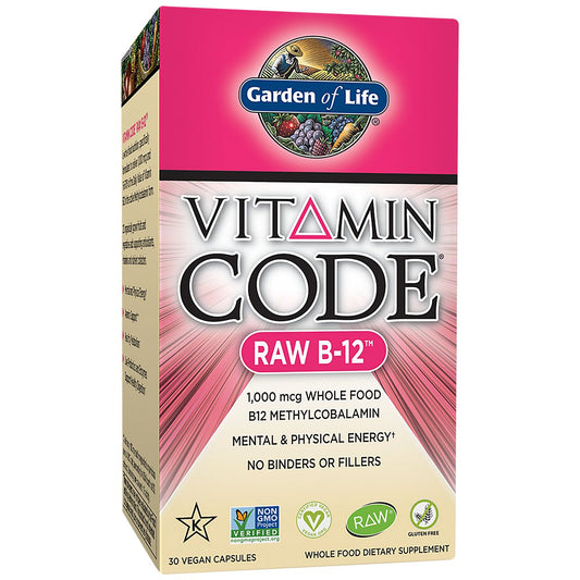 Vitamin Code Raw B-12 - 1,000 MCG Whole Food Vitamin B12 Methylcobalamin (30 Vegan Capsules)