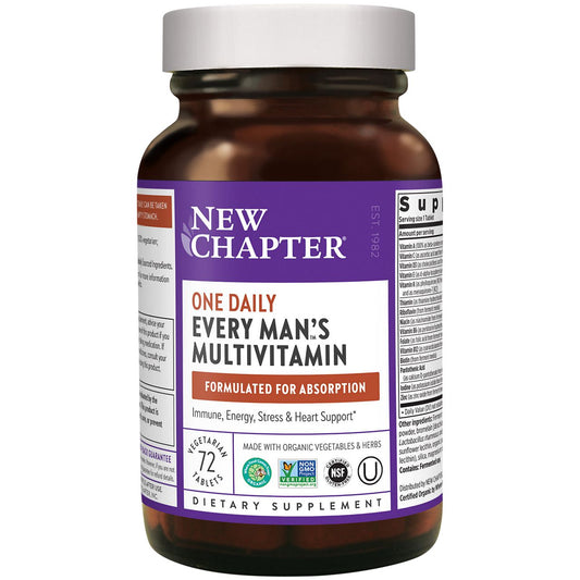 Organic Multivitamin for Every Man - Whole-Food Complex - Once Daily (72 Tablets)