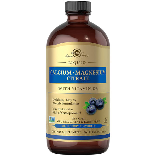 Liquid Calcium Magnesium Citrate with Vitamin D3 - Natural Blueberry Flavor (16 Fluid Ounces)