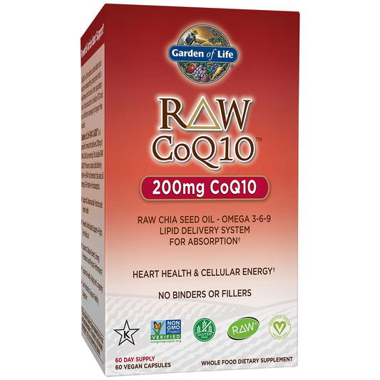 Raw CoQ-10 with Raw Chia Seed Oil and Omegas 3-6-9 - 200 MG (60 Vegetarian Capsules)