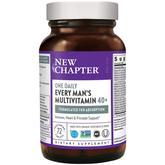 Organic Multivitamin for Every Man 40+ - Whole-Food Complex - Once Daily (72 Tablets)