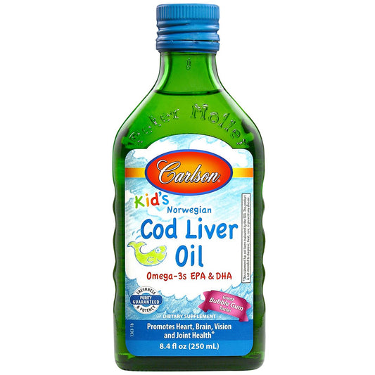 Children's Norwegian Cod Liver Oil - Omega 3's, EPA & DHA - Bubble Gum Flavor (8.4 Fluid Ounces)