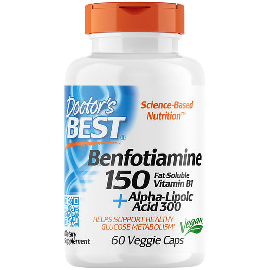 Benfotiamine 150 + Alpha Lipoic Acid 300 - Vegan (60 Vegetarian Capsules)