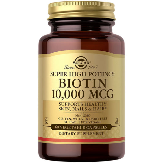 Super High Potency Biotin for Hair, Skin & Nails - 10,000 MCG (60 Vegetarian Capsules)