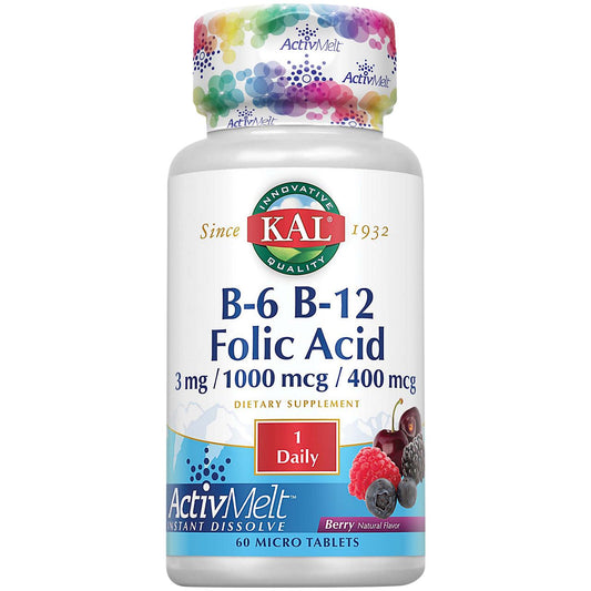 B6, B12, & Folic Acid - Instant Dissolve - Natural Berry Flavor (60 Micro Tablets)