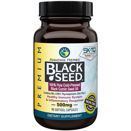 Premium Black Seed Oil - 100% Pure Cold-Pressed - 500 MG (90 Softgels)