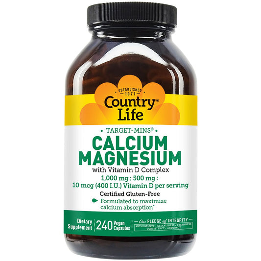 Calcium Magnesium with Vitamin D Complex (240 Vegan Capsules)