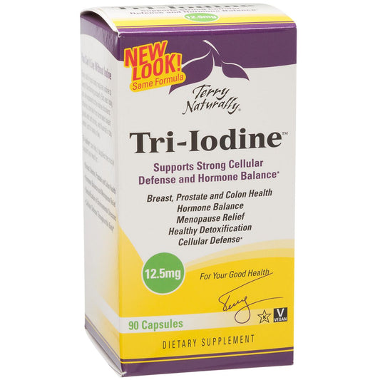 Tri-Iodine made with Molecular, Sodium & Potassium Iodide - Hormone Balance Support - 12.5 MG (90 Capsules)