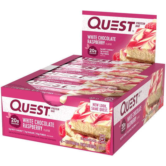 Quest Protein Bar - White Chocolate Raspberry (12 Bars)
