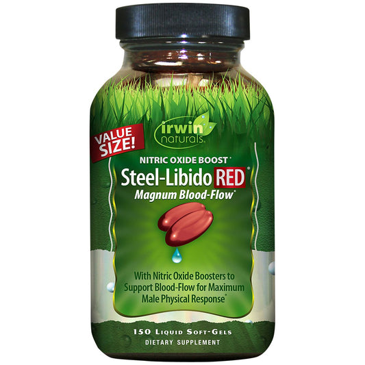 Steel-Libido RED for Men Value Size - Nitric Oxide Boosters (150 Liquid Softgels)