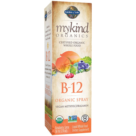 mykind Organics Whole Food Vitamin B-12 Spray - 500 MCG - Raspberry (2 Fluid Ounces)