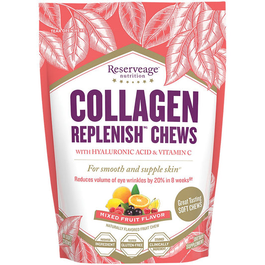 Collagen Replenish Chews with Hyaluronic Acid & Vitamin C - Mixed Fruit (60 Soft Chews)