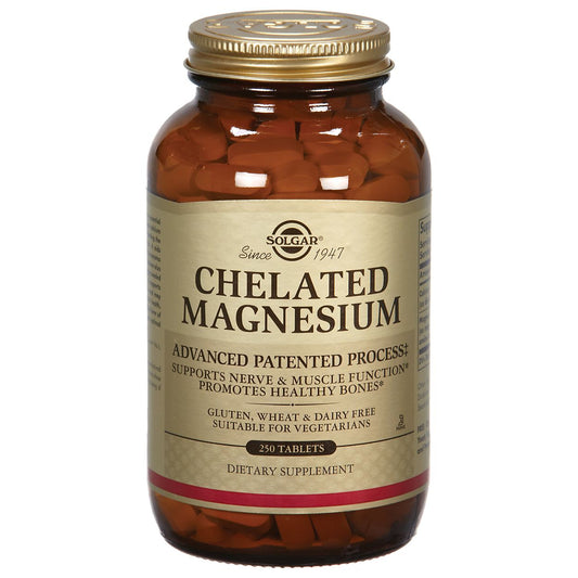 Chelated Magnesium - Supports Nerve / Muscle Function, Healthy Bones & Cellular Energy Production (250 Tablets)