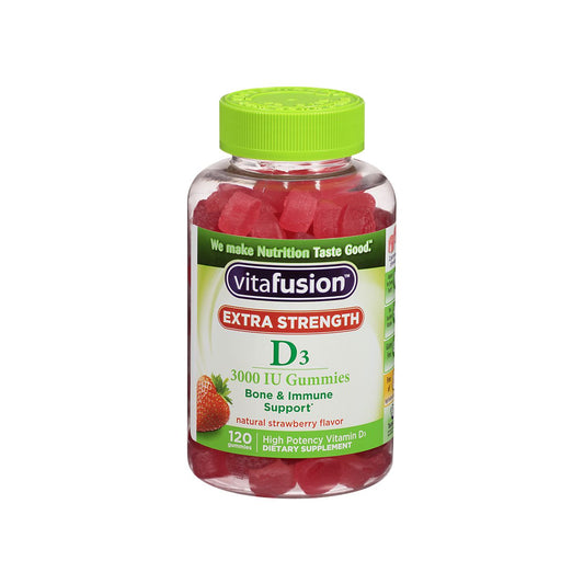 Vitamin D3 - Extra Strength Bone & Immune Support - 3,000 IU - Strawberry (120 Gummies)