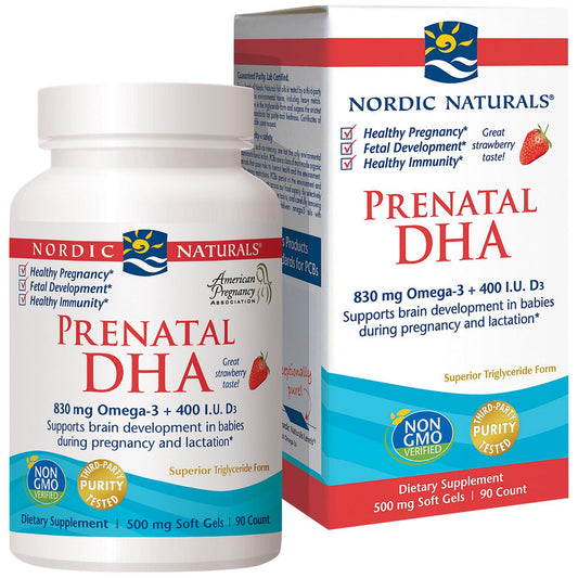 Prenatal DHA - 830 MG Omega-3 + 400 IU Vitamin D3 - Strawberry (90 Softgels)