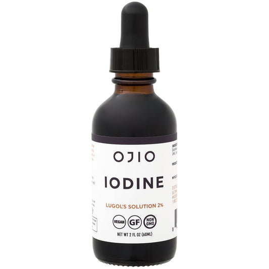 Ojio Iodine for Thyroid Support - Lugol's Solution 2% - Applied Topically (2 Fluid Ounces)