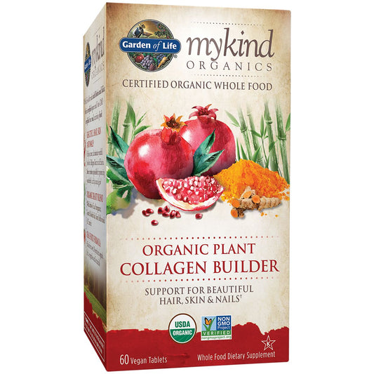 mykind Organics Whole Food Plant Collagen Builder - Hair, Skin, Nails (60 Vegan Tablets)