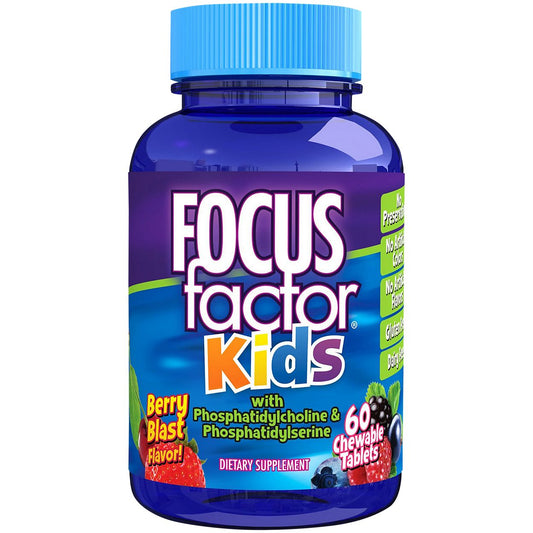 Focus Factor for Kids with Choline & Phosphatidylserine - Berry (60 Chewable Tablets)