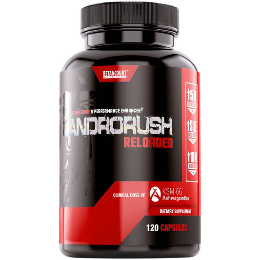 Androrush Testosterone Performance Vitality - 600 MG of KMS-66 Ashwagandha Extract (120 Capsules)