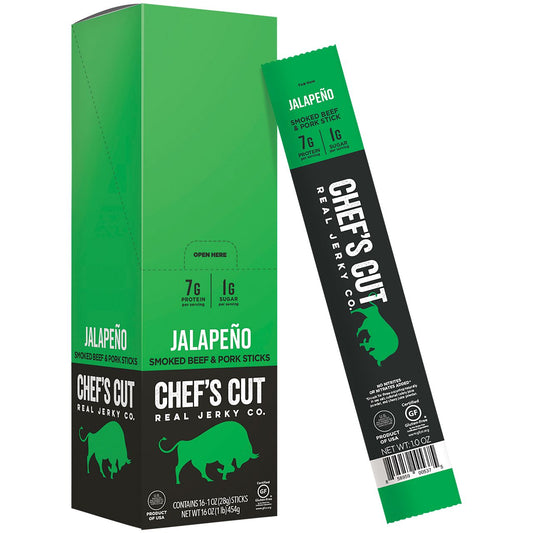 Real Pork & Beef Snack Sticks - Jalapeo (16 Sticks)