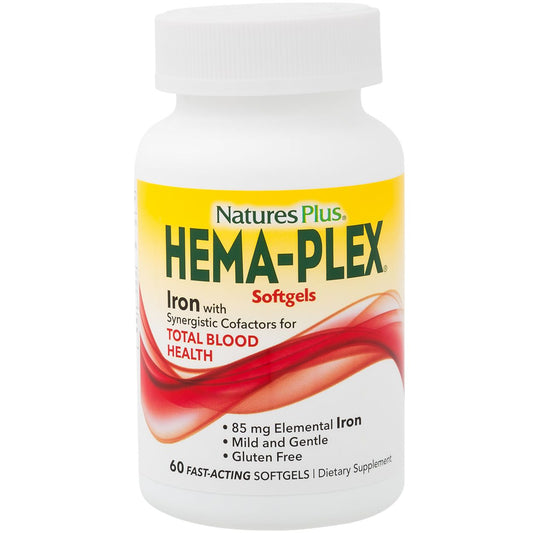 Hema-Plex Iron with 85 MG of Elemental Iron - Total Blood Health (60 Softgels)