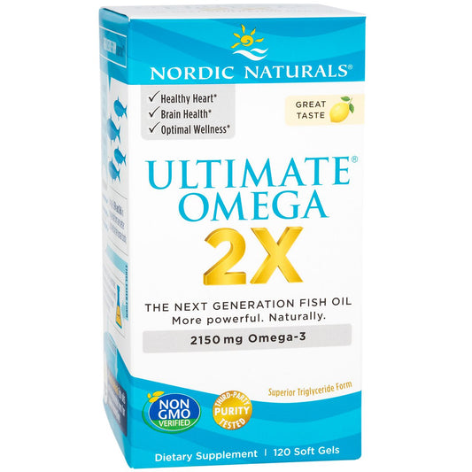 Ultimate Omega 2X Fish Oil - 2,150 MG Omega-3s - Lemon (120 Softgels)