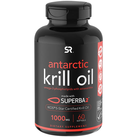 Antarctic Krill Oil - Omega 3 Fish Oil Phopholipids with Astaxanthin - 1,000 MG (60 Softgels)