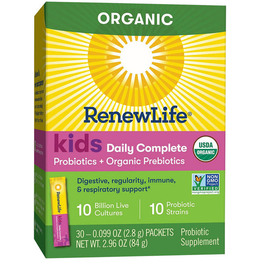 Kids Daily Complete Refrigerated Probiotics + Organic Prebiotics - Unflavored (30 Single Serving Packets)