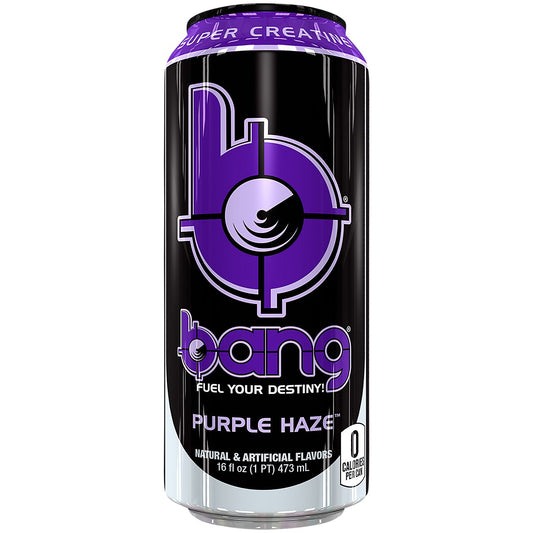 Bang Energy Drink with CoQ10 & Creatine - Purple Haze (12 Drinks, 16 Fl Oz. Each)