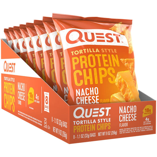 Quest Tortilla Style Protein Chips - Nacho Cheese (8 Bags)