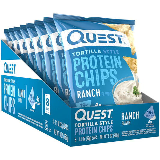 Quest Tortilla Style Protein Chips - Ranch (8 Bags)
