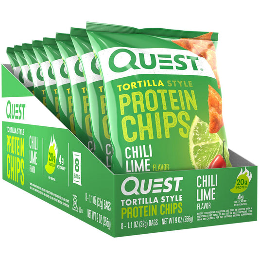 Quest Tortilla Style Protein Chips - Chili Lime (8 Bags)