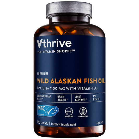 Premium Wild Alaskan Fish Oil with Vitamin D3 - 1,100 MG EPA/DHA (120 Softgels)