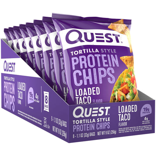 Quest Tortilla Style Protein Chips - Loaded Taco (8 Bags)
