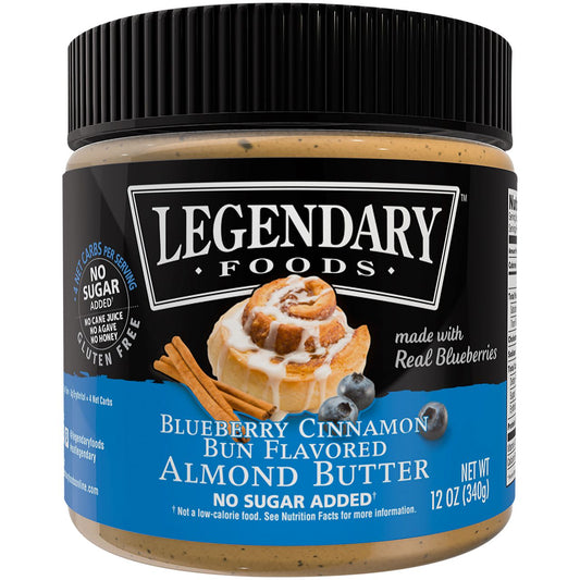 Almond Butter - Low Carb, Zero Sugar, Keto-Friendly - Blueberry Cinnamon Bun Flavored (12 oz. Spread)