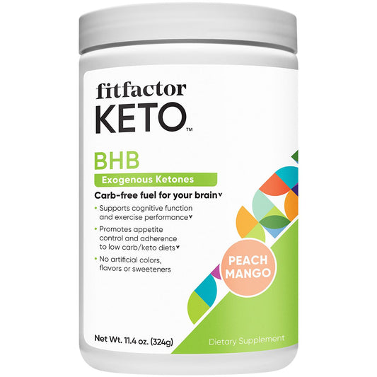 BHB Exogenous Ketones - Carb-Free Fuel for Your Brain - Peach Mango (11.4 oz./30 Servings)