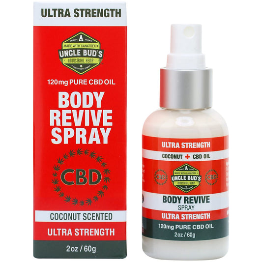 CBD Hemp Extract Body Revive Spray - 120 MG CBD Oil Per Bottle - Coconut (2 Ounces)