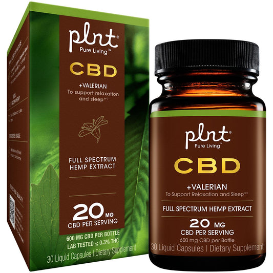 CBD Full Spectrum Hemp Extract + Valerian & California Poppy - Supports Relaxation & Sleep - 20 MG (30 Capsules)