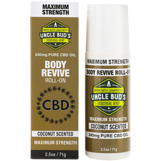 CBD Hemp Extract Gold Label Body Revive Roll-On - 240 MG - Coconut (2.5 Ounces)